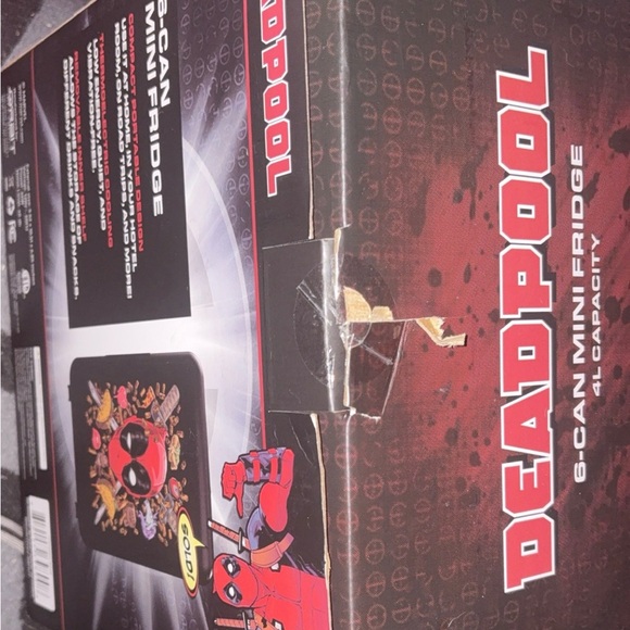 Marvel Deadpool Mini Fridge - Black and Red - Picture 2 of 3